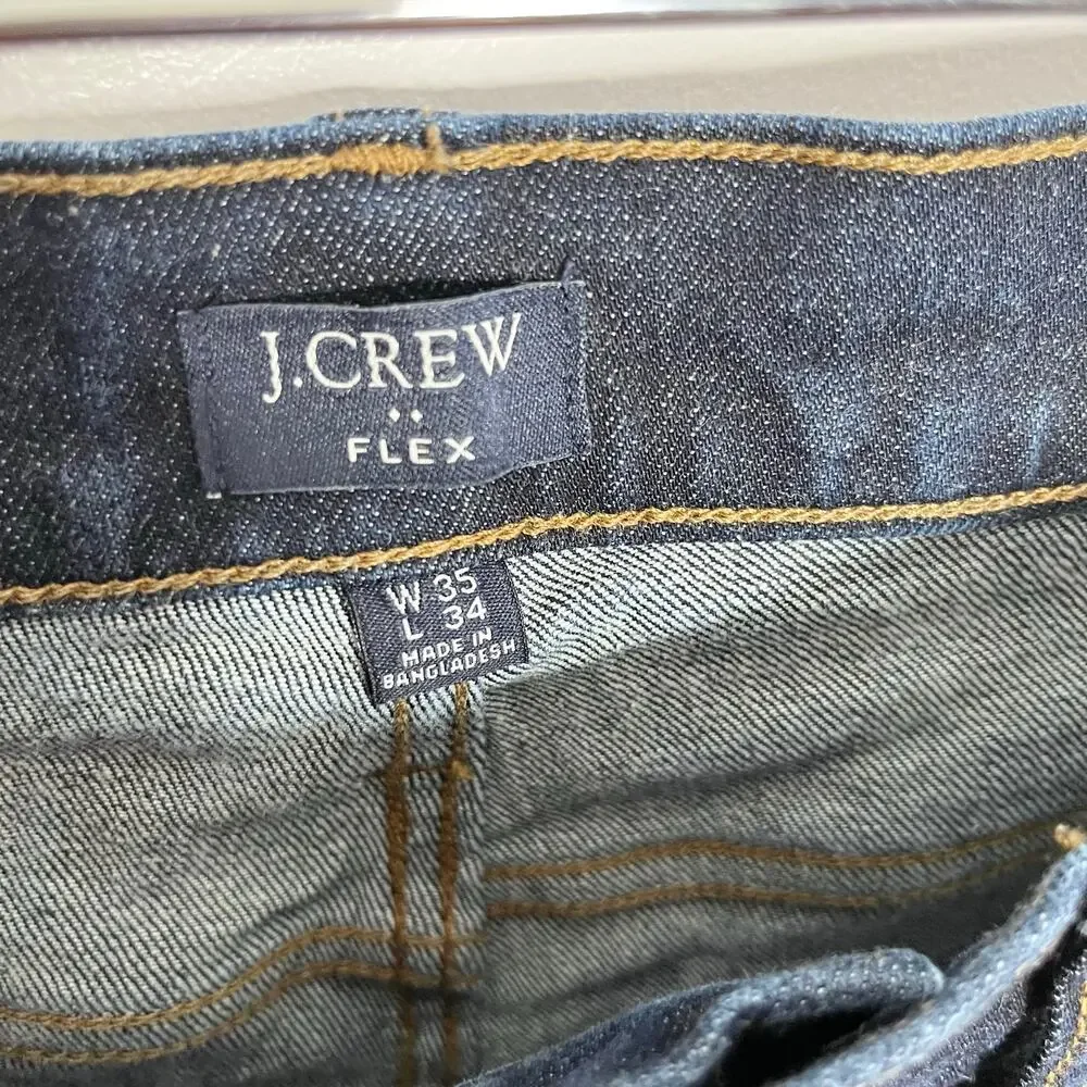 J.Crew Flex Straight Jeans Mens 35x34 Dark Wash Stretch Denim Re-Imagined